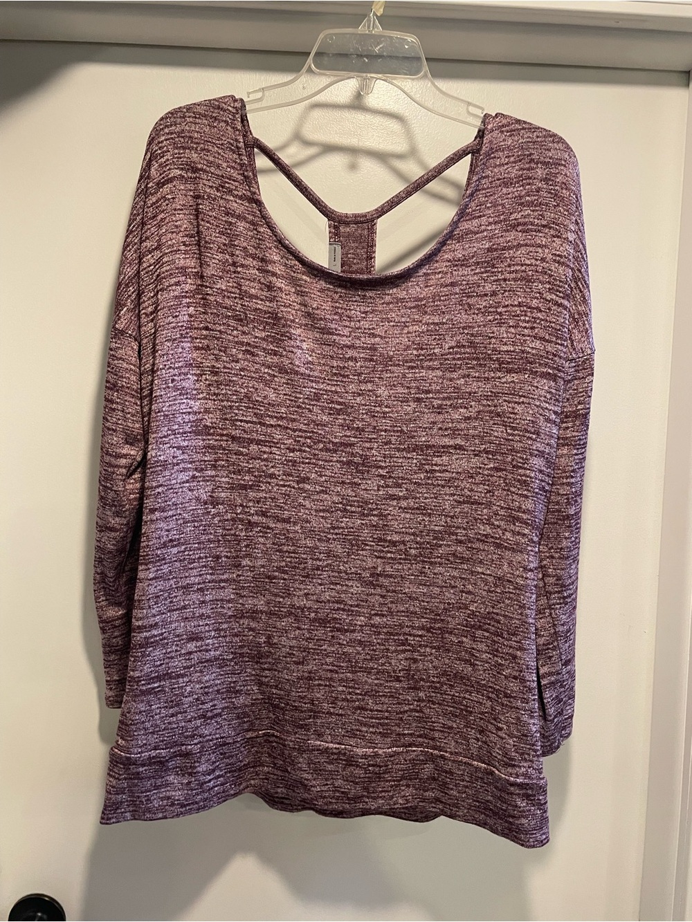 Athleta Marled Plum Scoop Neck Pullover with Back Strap